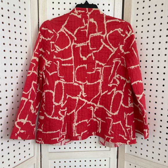 Chico's Red and Cream Patterned Top - Picture 3 of 5